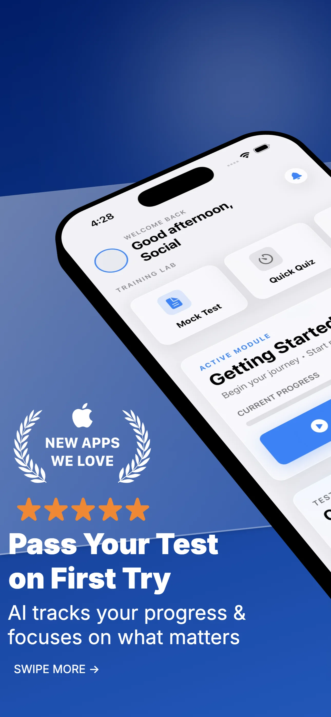 Home screen with study progress